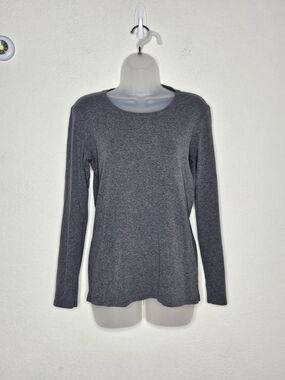 Uniqlo Premium Cotton Gray Long Sleeve Basic Tee Size L